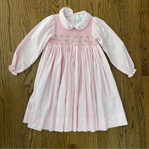 Girls Eliza James smocked pink 100% cotton dress